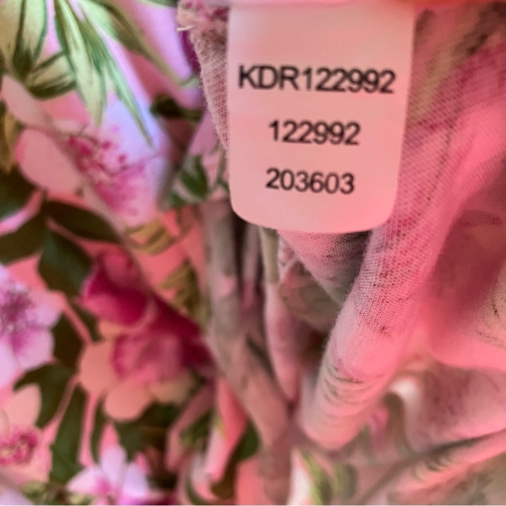 J. Jill Pink Green Floral Print Dress Size L Petite Pockets Short Sleeves Cotton - Picture 9 of 10